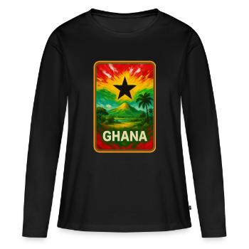 Ghana Pride – Art du style drapeau - T-shirt manches longues Premium bio Femme - noir - Devant - Julia (174cm)