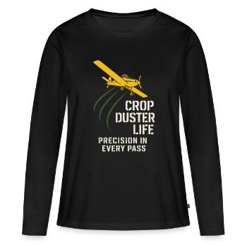 Cadeau de pilote d’agriculture de l’aviation rurale - T-shirt manches longues Premium bio Femme - noir - Devant - Julia (174cm)