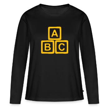 Conception de bloc ABC doré - T-shirt manches longues Premium bio Femme - noir - Devant - Julia (174cm)