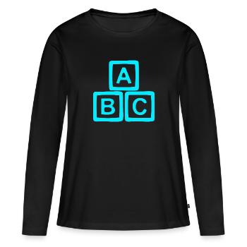 Neon ABC Block Muster - Frauen Premium Bio Langarmshirt - Schwarz - Vorne - Julia (174cm)