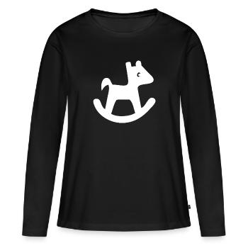 Silhouette de cheval à bascule - T-shirt manches longues Premium bio Femme - noir - Devant - Julia (174cm)