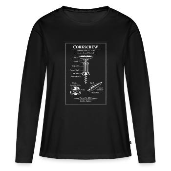 Diagramme de brevet en tire-bouchon rétro - T-shirt manches longues Premium bio Femme - noir - Devant - Julia (174cm)