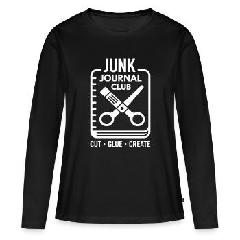 Crée de la colle coupée du Junk Journal Club - T-shirt manches longues Premium bio Femme - noir - Devant - Julia (174cm)