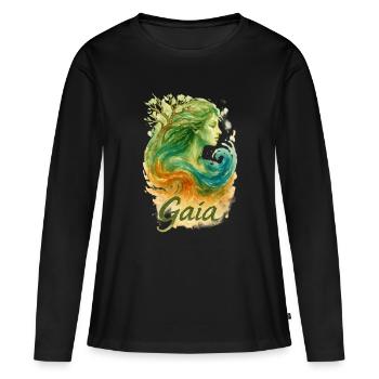Gaïa - Mère Nature - Arbre de Vie - T-shirt manches longues Premium bio Femme - noir - Devant - Julia (174cm)