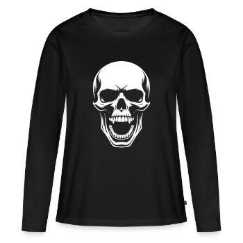 Silhouette du crâne - T-shirt manches longues Premium bio Femme - noir - Devant - Julia (174cm)