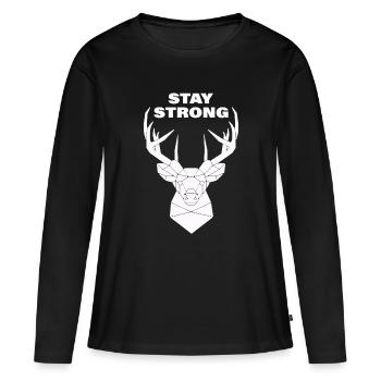 STAY STRONG - Frauen Premium Bio Langarmshirt - Schwarz - Vorne - Julia (174cm)