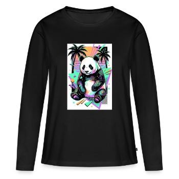 panda - T-shirt manches longues Premium bio Femme - noir - Devant - Julia (174cm)