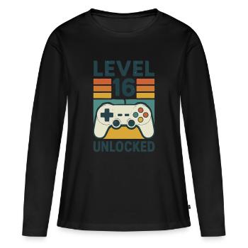 Level 16 Unlocked Controller 16th Birthday - Women's Premium Organic Long Sleeve Shirt - black - Front - Julia (174cm)