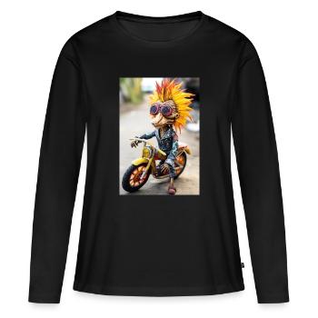 Crazy motorcycle mascot - Women's Premium Organic Long Sleeve Shirt - black - Front - Julia (174cm)