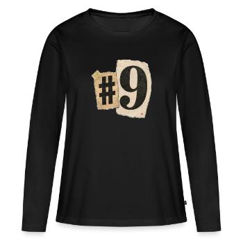 Typographie du collage numéro neuf - T-shirt manches longues Premium bio Femme - noir - Devant - Julia (174cm)