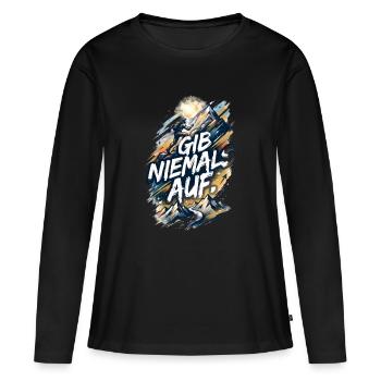 Gib niemals auf - Frauen Premium Bio Langarmshirt - Schwarz - Vorne - Julia (174cm)