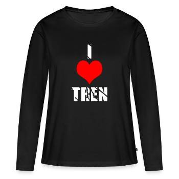J'aime tren - T-shirt manches longues Premium bio Femme - noir - Devant - Julia (174cm)