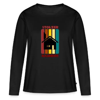 Constructeur fier / construction de maison / cadeau - T-shirt manches longues Premium bio Femme - noir - Devant - Julia (174cm)
