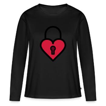 Cadenas, serrure d'amour - T-shirt manches longues Premium bio Femme - noir - Devant - Julia (174cm)