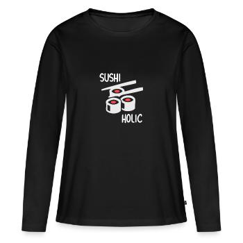 Sushi - sushi-holic - T-shirt manches longues Premium bio Femme - noir - Devant - Julia (174cm)