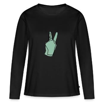 paix main verte - T-shirt manches longues Premium bio Femme - noir - Devant - Julia (174cm)