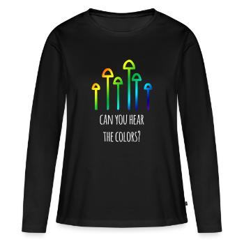 Psilos champignons multicolores hallucinogènes - T-shirt manches longues Premium bio Femme - noir - Devant - Julia (174cm)