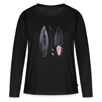Surfboard in Watercolor - Women's Premium Organic Long Sleeve Shirt - black - Front - Julia (174cm)