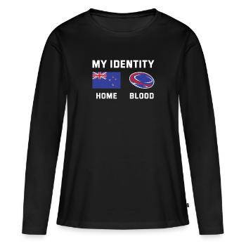 Mon identité Rugby - T-shirt manches longues Premium bio Femme - noir - Devant - Julia (174cm)