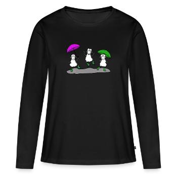 Mouton dansant avec parapluie - T-shirt manches longues Premium bio Femme - noir - Devant - Julia (174cm)