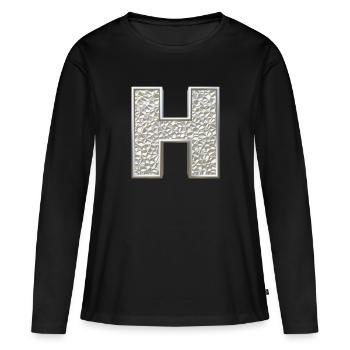 H, letter, letter H, initial, initial H, monogram, - Women's Premium Organic Long Sleeve Shirt - black - Front - Julia (174cm)