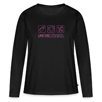 Futur maman - T-shirt manches longues Premium bio Femme - noir - Devant - Julia (174cm)