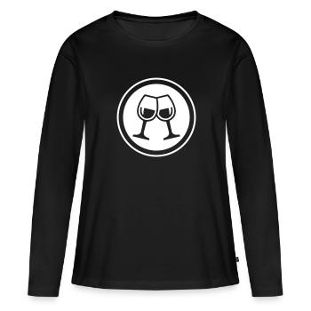 Verres à vin - T-shirt manches longues Premium bio Femme - noir - Devant - Julia (174cm)