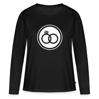 Anneaux de mariage Bague de mariage - T-shirt manches longues Premium bio Femme - noir - Devant - Julia (174cm)
