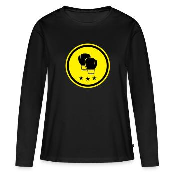 Boxhandschuhe - Frauen Premium Bio Langarmshirt - Schwarz - Vorne - Julia (174cm)