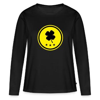 Bonheur de trèfle - T-shirt manches longues Premium bio Femme - noir - Devant - Julia (174cm)