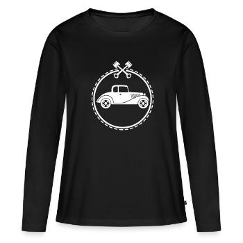 Oldtimer - Auto Nostalgisch Fahrzeuge - Frauen Premium Bio Langarmshirt - Schwarz - Vorne - Julia (174cm)