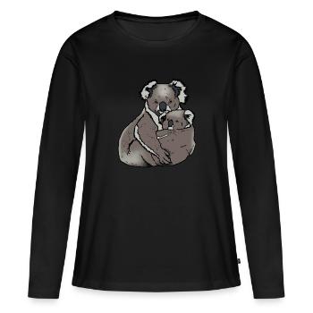 Koala - Maman avec bébé - T-shirt manches longues Premium bio Femme - noir - Devant - Julia (174cm)