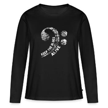 Le blues lives vintage blues design - T-shirt manches longues Premium bio Femme - noir - Devant - Julia (174cm)