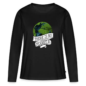 NO PLANET B - T-shirt manches longues Premium bio Femme - noir - Devant - Julia (174cm)