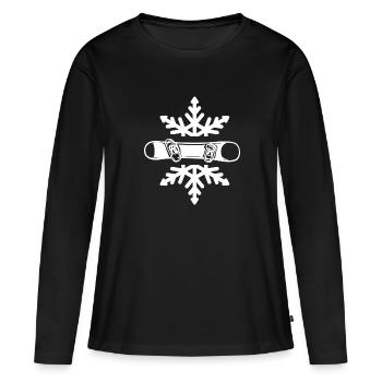 snowboard « snowboard dans la neige poudreuse » - T-shirt manches longues Premium bio Femme - noir - Devant - Julia (174cm)