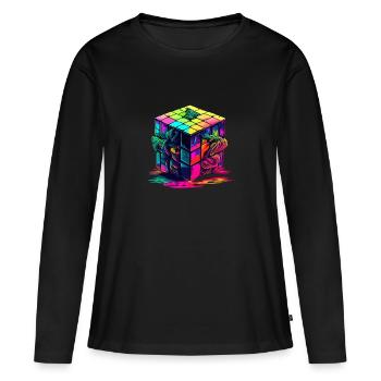 Cube - Women's Premium Organic Long Sleeve Shirt - black - Front - Julia (174cm)
