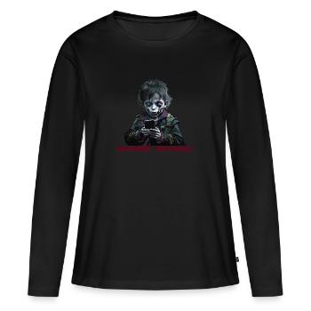 Smombie Entrant - T-shirt manches longues Premium bio Femme - noir - Devant - Julia (174cm)