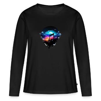 note de musique - T-shirt manches longues Premium bio Femme - noir - Devant - Julia (174cm)