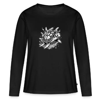 Tortue effrayée - T-shirt manches longues Premium bio Femme - noir - Devant - Julia (174cm)