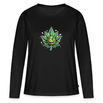 cannabis - T-shirt manches longues Premium bio Femme - noir - Devant - Julia (174cm)