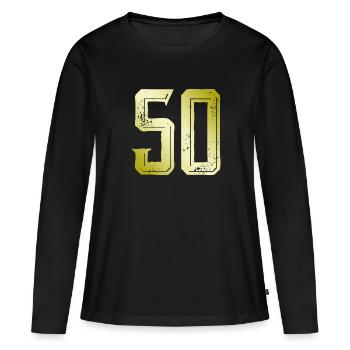 Symbole de 50 chiffres - T-shirt manches longues Premium bio Femme - noir - Devant - Julia (174cm)