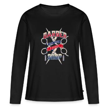 Barbier Barbier - T-shirt manches longues Premium bio Femme - noir - Devant - Julia (174cm)