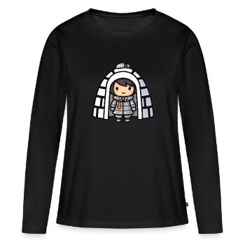 Bande dessinée d’hiver Eskimo Igloo - T-shirt manches longues Premium bio Femme - noir - Devant - Julia (174cm)