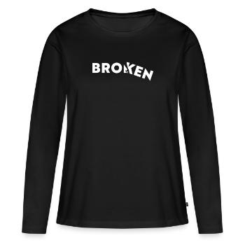 Cassé - Gebrochen - T-shirt manches longues Premium bio Femme - noir - Devant - Julia (174cm)