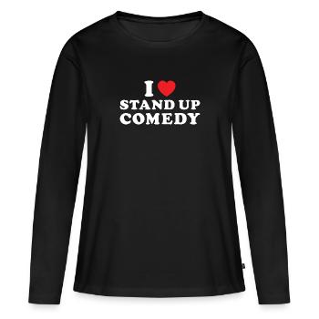 Comédien J’adore Comédie de stand up - T-shirt manches longues Premium bio Femme - noir - Devant - Julia (174cm)