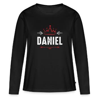Daniel - Frauen Premium Bio Langarmshirt - Schwarz - Vorne - Julia (174cm)