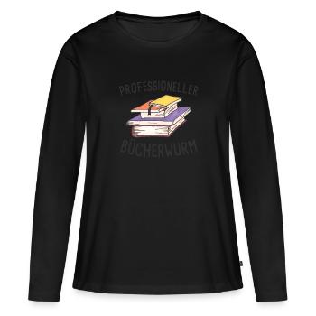 Professioneller Bücherwurm Geschenk für Leseratten - Frauen Premium Bio Langarmshirt - Schwarz - Vorne - Julia (174cm)