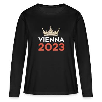 Vienne 2023 Vienne - T-shirt manches longues Premium bio Femme - noir - Devant - Julia (174cm)