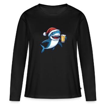 Hai Weihnachten Bier Lustig - Frauen Premium Bio Langarmshirt - Schwarz - Vorne - Julia (174cm)