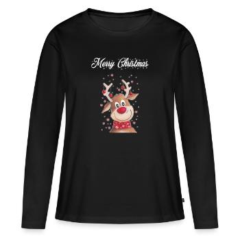 Noël Rudolf Merry Christmas - T-shirt manches longues Premium bio Femme - noir - Devant - Julia (174cm)
